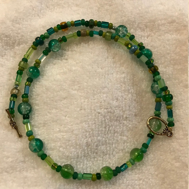 Irish Luck Handmade Beaded Necklace 19" long 