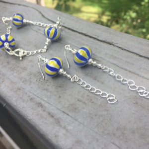 Striped earrings & bracelet set, bohemian, boho, unique jewelry set, trendy, gypsy jewelry set