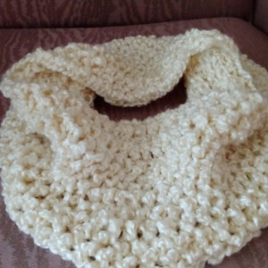 Crochet White Fluffy Cowl Scarf