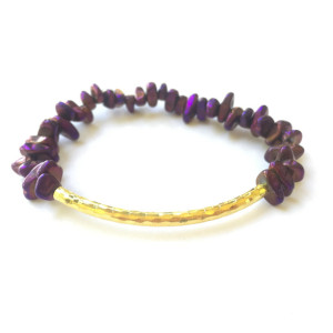Purple Chip & Gold Bar Bracelet 