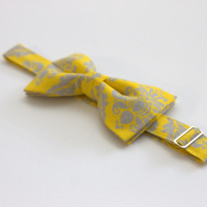Yellow Gray Bow Tie - Wedding Groom Bow Tie - Adult Bow Tie - Baby Bow Tie - Pet Bow Tie - Kids Bow Tie - Daper Bow Tie