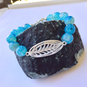 Blue agate leaf bracelet