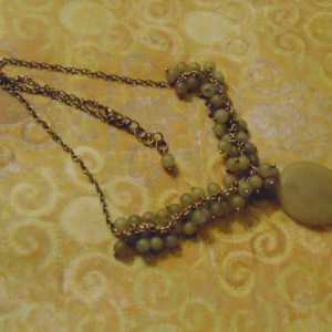 Matte Finish Jade Stone Beads Antique Brass Adjustable Necklace