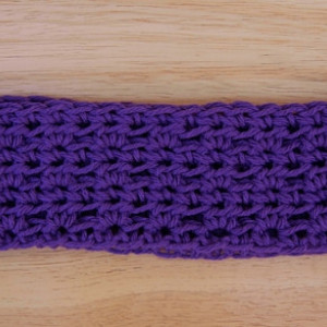Women's Solid Dark Purple Summer Headband, Lightweight 100% Cotton Lacy Lace Crochet Knit Simple Basic Head Band, Ready to Ship in 3 Days