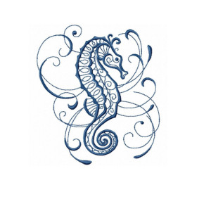 PAIR hand towels - intricate ink seahorse -  15 x 25 inch for kitchen / bathroom MORE COLORS affordable accents