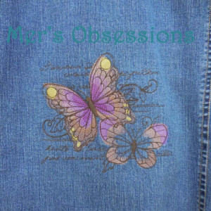 Women's Denim Jacket with Embroidered Butterflies