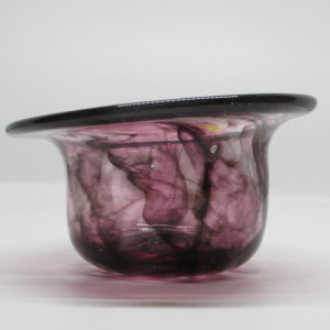 Medium Purple and Black Glass Bowl