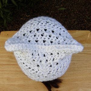 Women's Solid White Pussy Cat Hat with Ears, Summer Lacy PussyHat Lightweight Soft Acrylic Crochet Knit Thin Spring Beanie, Ready to Ship in 3 Days