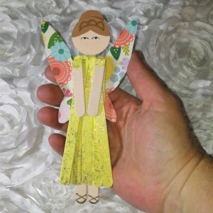Yellow Flowered Wood Fairy Wall Decor / Wooden Pixie Hanging Decoration / Easter Gift / Spring Gift