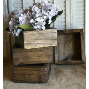 Wooden Box, Storage Box, Cottage Chic Decor, Wedding Decor, Wooden Planter Box, Rustic Wedding Center Piece