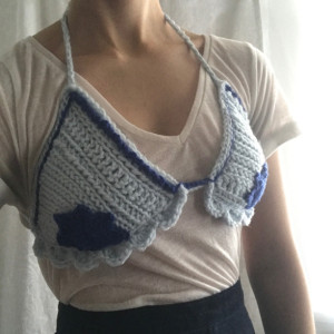 Blue Burst Crochet Halter Top