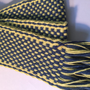 Inkle Loom Woven Navy/Yellow Strap, Trim, or Belt#60-7100