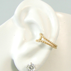 POST Conch Pierced Cartilage Earring 14K Gold Filled Body Piercing Double Beaded EDBGFPOST