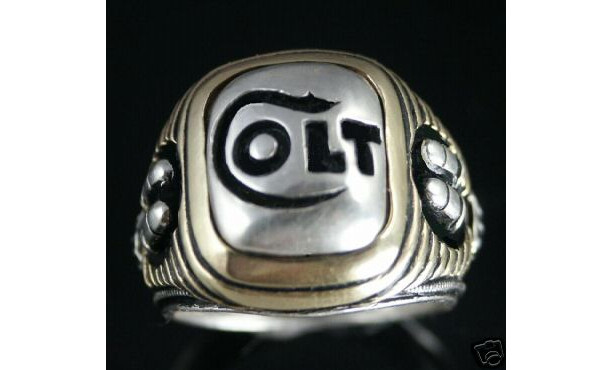  Colt .45 silver 2-tone bullet ring sterling silver ring