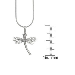 Free Shipping - Sterling Silver Dragonfly Snake Chain Necklace - 18 Inch 