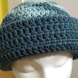 Hat - Reversible - Blue and Variegated Blue Hat - Wedgewood Blue Winter Hat - Reversible Head Wear - Rolled Brim Hat
