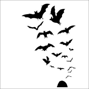 Swarm of 17 Bats Wall Decals