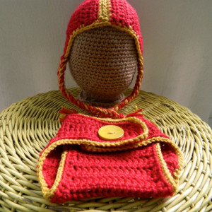 Crocheted Football Helmet and Diaper Cover - You Specify Team and Colors