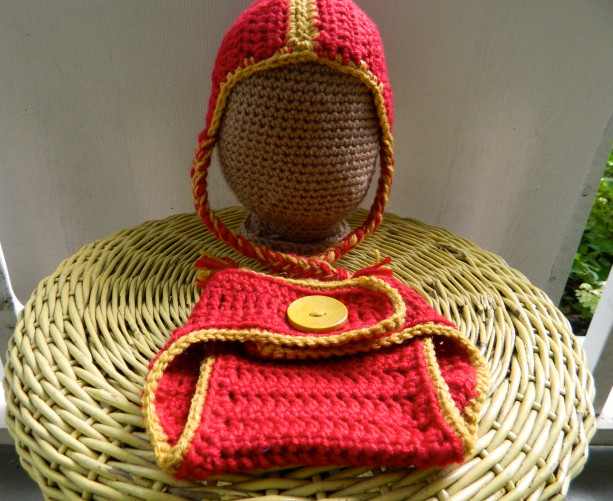 Crocheted Football Helmet and Diaper Cover - You Specify Team and Colors