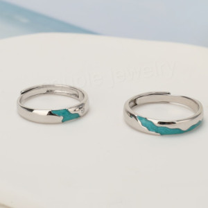 Aurora Couple Rings in Solid 925 Sterling Silver • Free Engraving • Adjustable • Personalized Ring • Anniversary Gift • Matching Rings