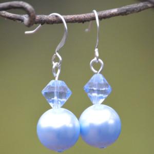 Blue Glass Pearl Earrings