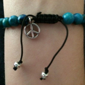 Teal peace bracelet
