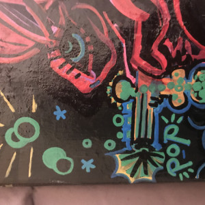 Bubble Gun Bunny, 8" x 10" stretched canvas, acrylic paint