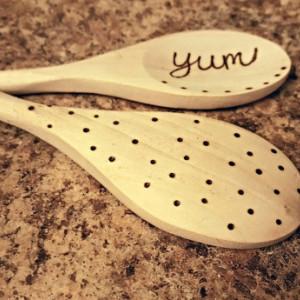 Hand crafted wood burned wooden spoons