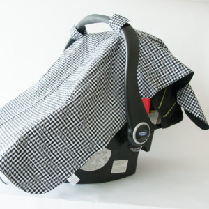 Black & White Houndstooth Carseat Canopy
