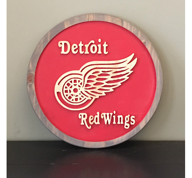 Detroit Redwings Wood Carved Signs
