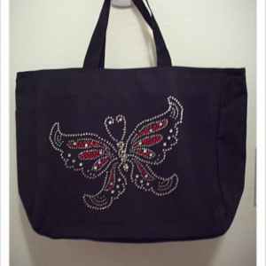 Rhinestone Butterfly Tote Bag with Pockets