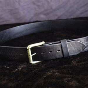 Leather Belt with Basket Weave Pattern