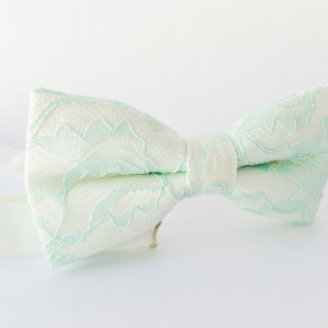 Mint Bow Tie - Ivory and mint lace Bow Tie - Mint lace Bow Tie - Mint Men's Bow Tie - Mint to be bow tie