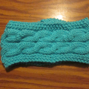 Hand Knit Headband/ Earmuff- Turqua
