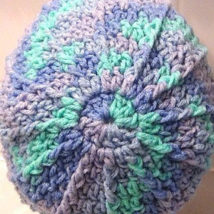 Hat - Womens Slouch Crochet Hat - Blue Aqua Purple Winter Beanie