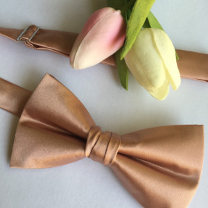 Rose Gold Bow Tie Pre Tied Messy Knot - Rose Gold Wedding - Rose Gold Groom - Rose Gold Bridal - Rose Gold Bride - Rose Gold Ring Bearer