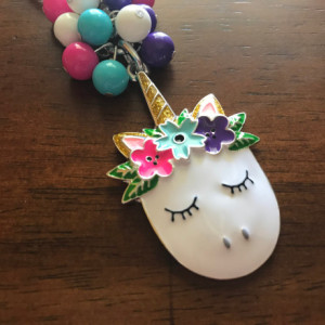 Unicorn Keychain, Unicorn Bag Charm, Floral Unicorn, Graduation Gift, Rearview Mirror, Gift for Her, Colorful, Floral Crown Unicorn