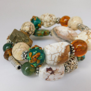 Chunky Stone Bracelet Set, Turquoise Magnesite Bracelets, 