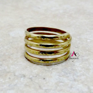 Brass Gold wrap ring midi ring stack ring stacking rings layers