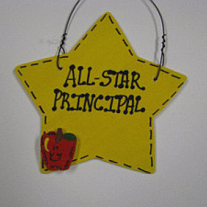 Teacher Gifts Yellow Star w/Apple  7008 All Star Principal