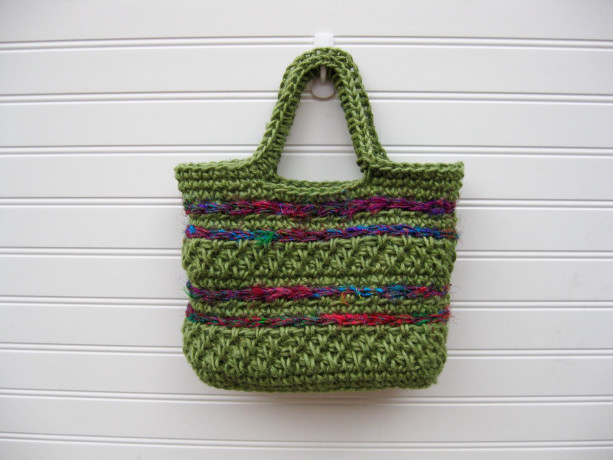 Olive Green Jute and Sari Silk Purse/Handbag - handmade in the USA by Twisted Blossom Design