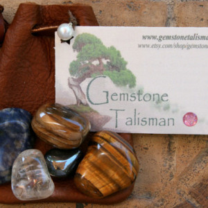 House Warming Talisman - gemstones in a leather pouch