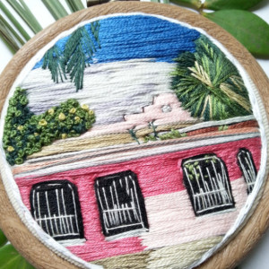 Tulum Casita Hand Embroidery Hoop Art