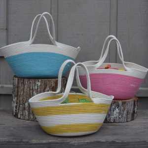Project Bag, coiled rope basket with handles