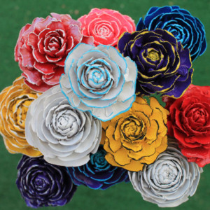 9 Customizable Hand-Painted Cedar Rose Pine Cone Flower Bouquet