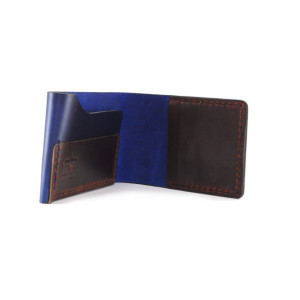 Horween Leather Billfold in Navy and Burgundy
