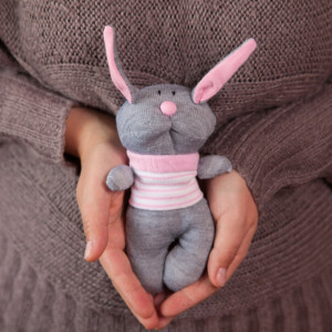 Sock Rabbit Toy - Stuffed Animal Doll, Small Personalized Gift for Babies, Kids or Women, Soft and Handmade