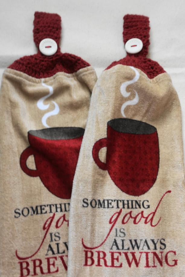 Brewing Coffee Crochet Top Towel