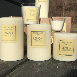 Lemon Candles. FREE SHIPPING. Scented Soy. Set of 3. 