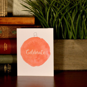 Greeting Card - Holiday - Set of 6 - Ornament - Celebrate - Handmade - Original - Red - Christmas - Winter